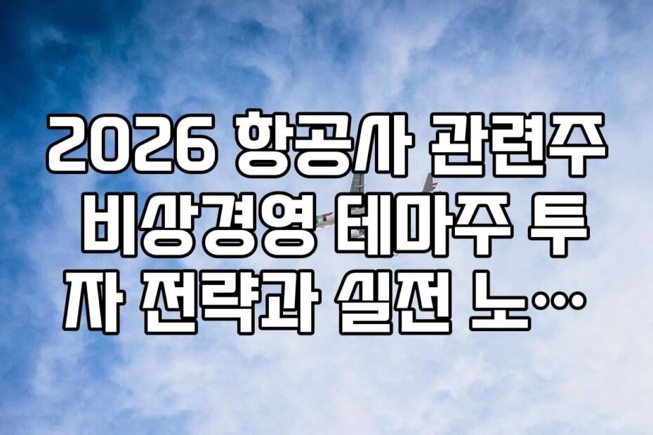 2026 항공사 관련주 비상경영 테마주 투자 전략과 실전 노하우를 배우는 방법