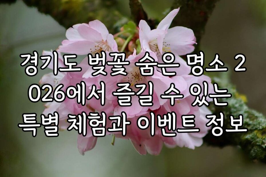 경기도 벚꽃 숨은 명소 2026에서 즐길 수 있는 특별 체험과 이벤트 정보