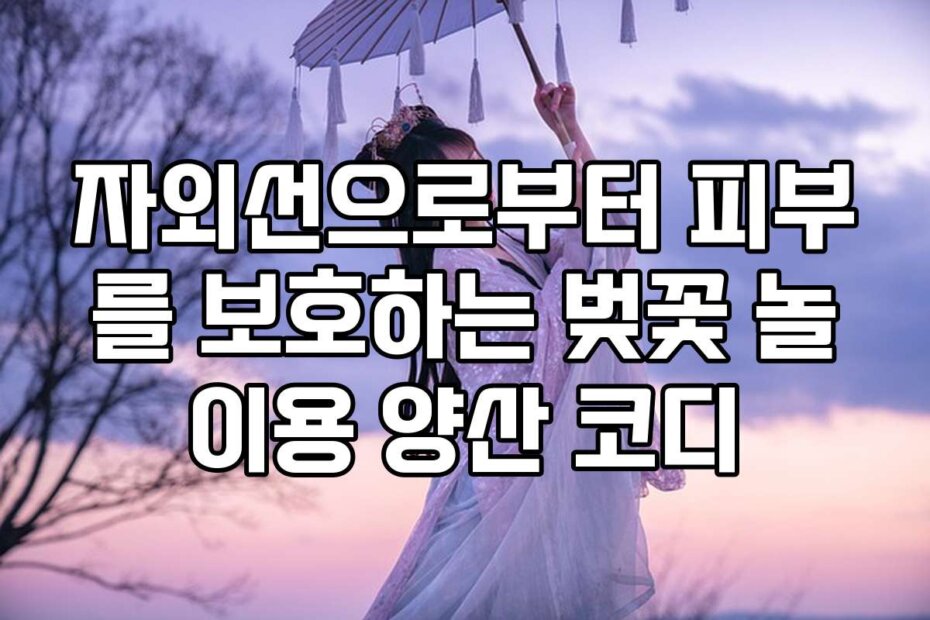 자외선으로부터 피부를 보호하는 벚꽃 놀이용 양산 코디