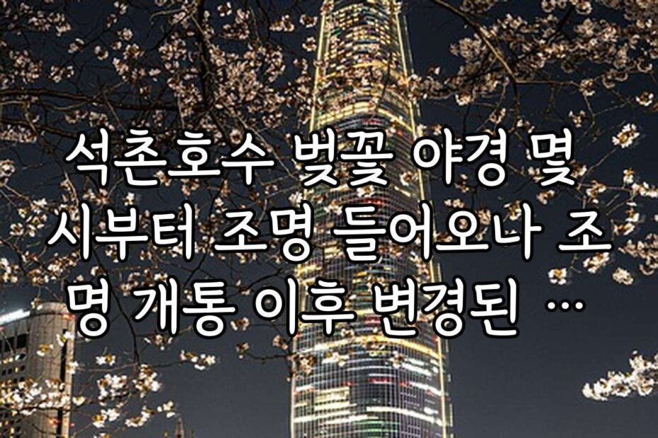 석촌호수 벚꽃 야경 몇 시부터 조명 들어오나 조명 개통 이후 변경된 시간대와 방문 팁 정리