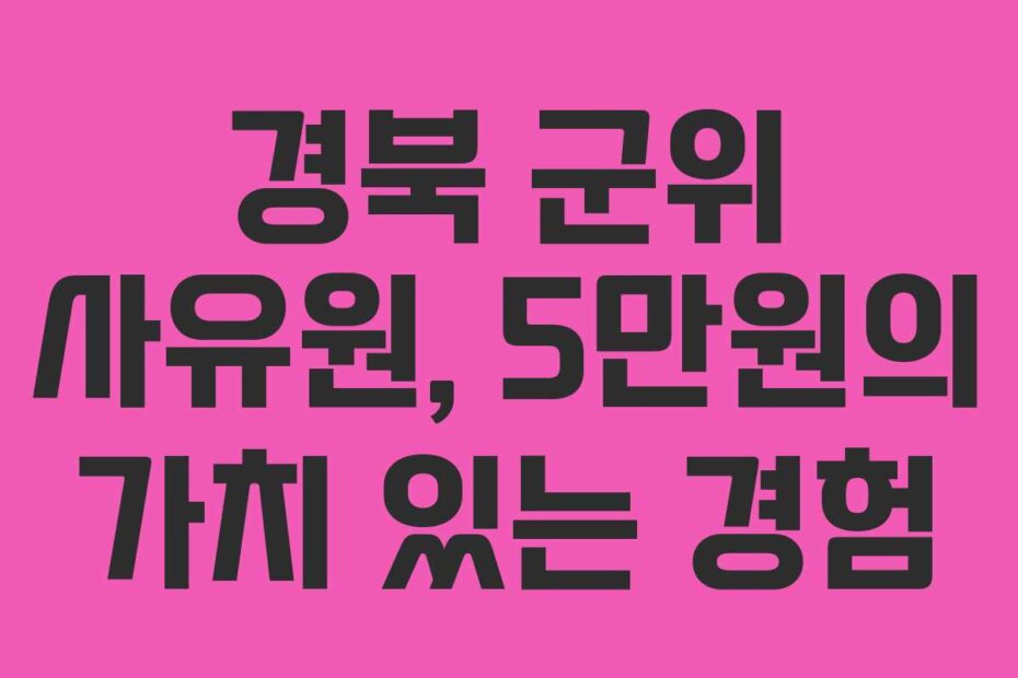 경북 군위 사유원, 5만원의 가치 있는 경험
