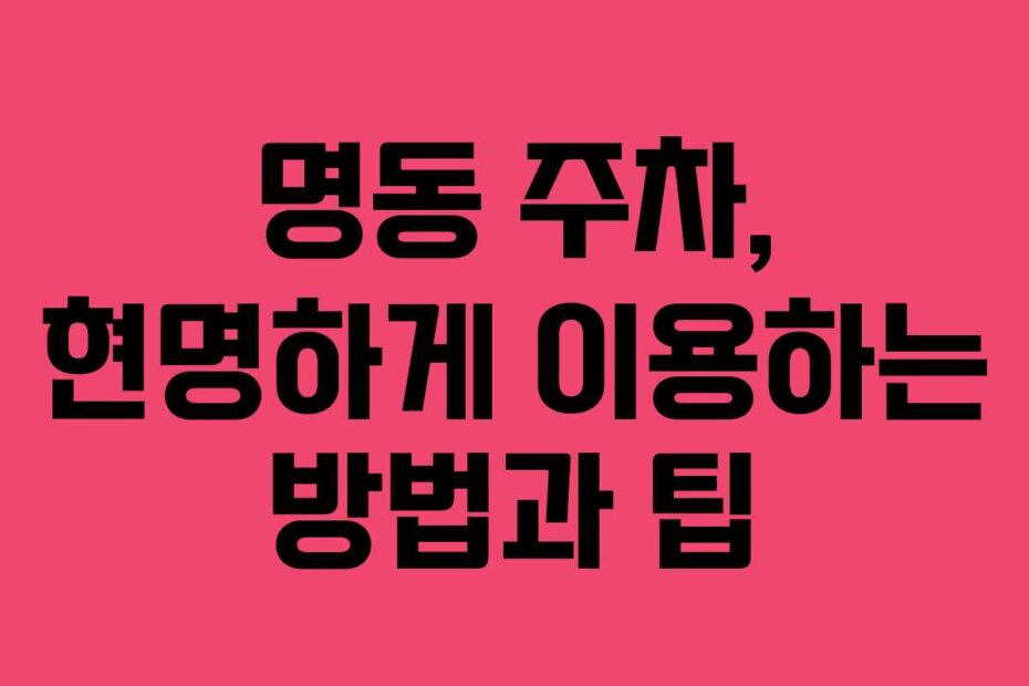 명동 주차, 현명하게 이용하는 방법과 팁