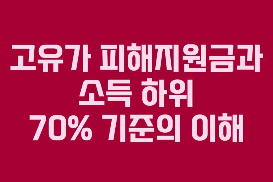 고유가 피해지원금과 소득 하위 70% 기준의 이해