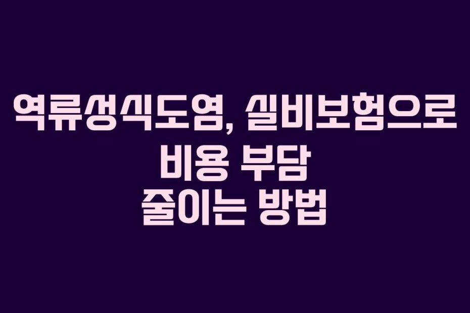 역류성식도염, 실비보험으로 비용 부담 줄이는 방법