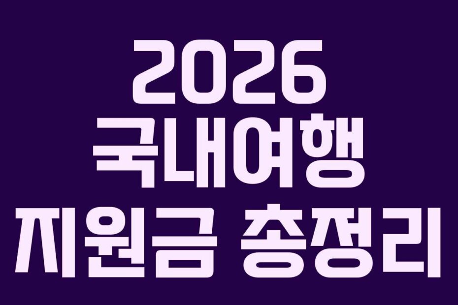 2026 국내여행 지원금 총정리