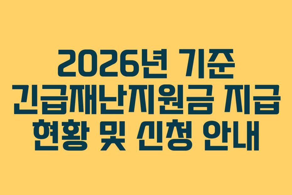 2026년 기준 긴급재난지원금 지급 현황 및 신청 안내