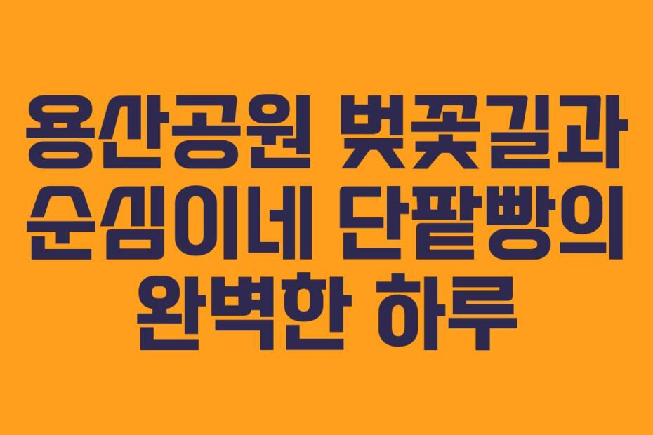 용산공원 벚꽃길과 순심이네 단팥빵의 완벽한 하루