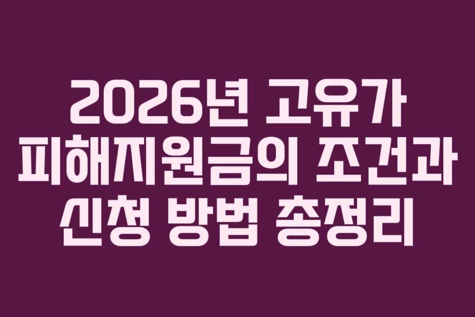 2026년 고유가 피해지원금의 조건과 신청 방법 총정리