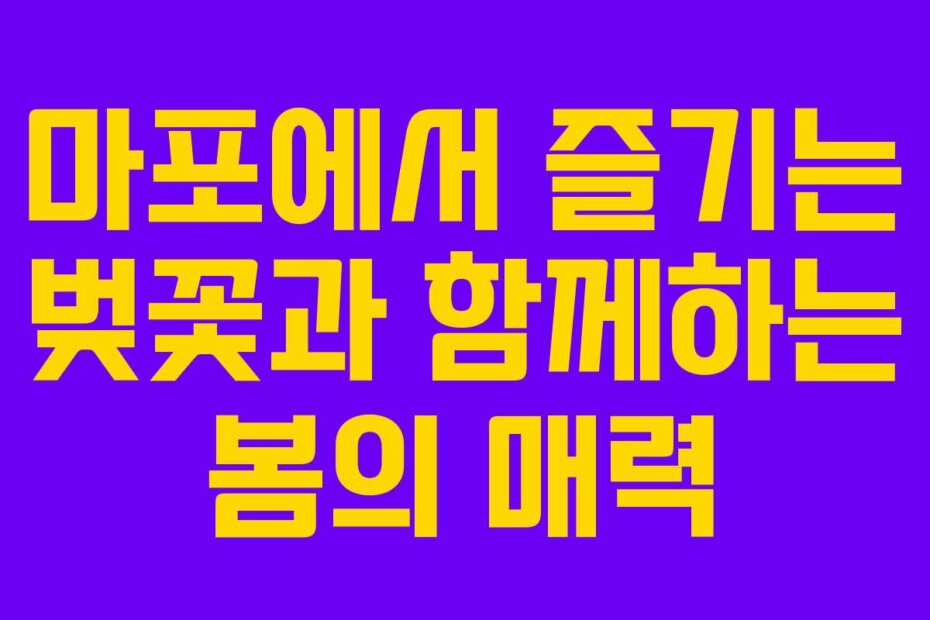 마포에서 즐기는 벚꽃과 함께하는 봄의 매력