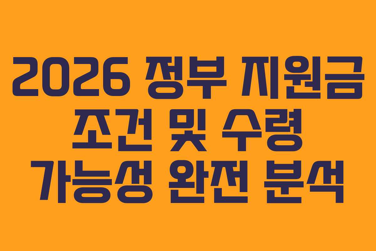 2026 정부 지원금 조건 및 수령 가능성 완전 분석