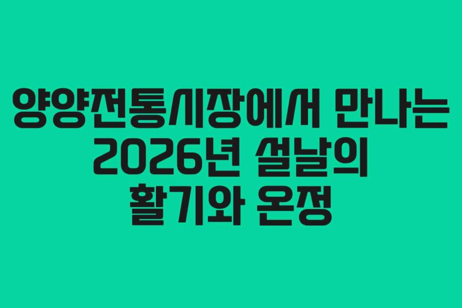 양양전통시장에서 만나는 2026년 설날의 활기와 온정