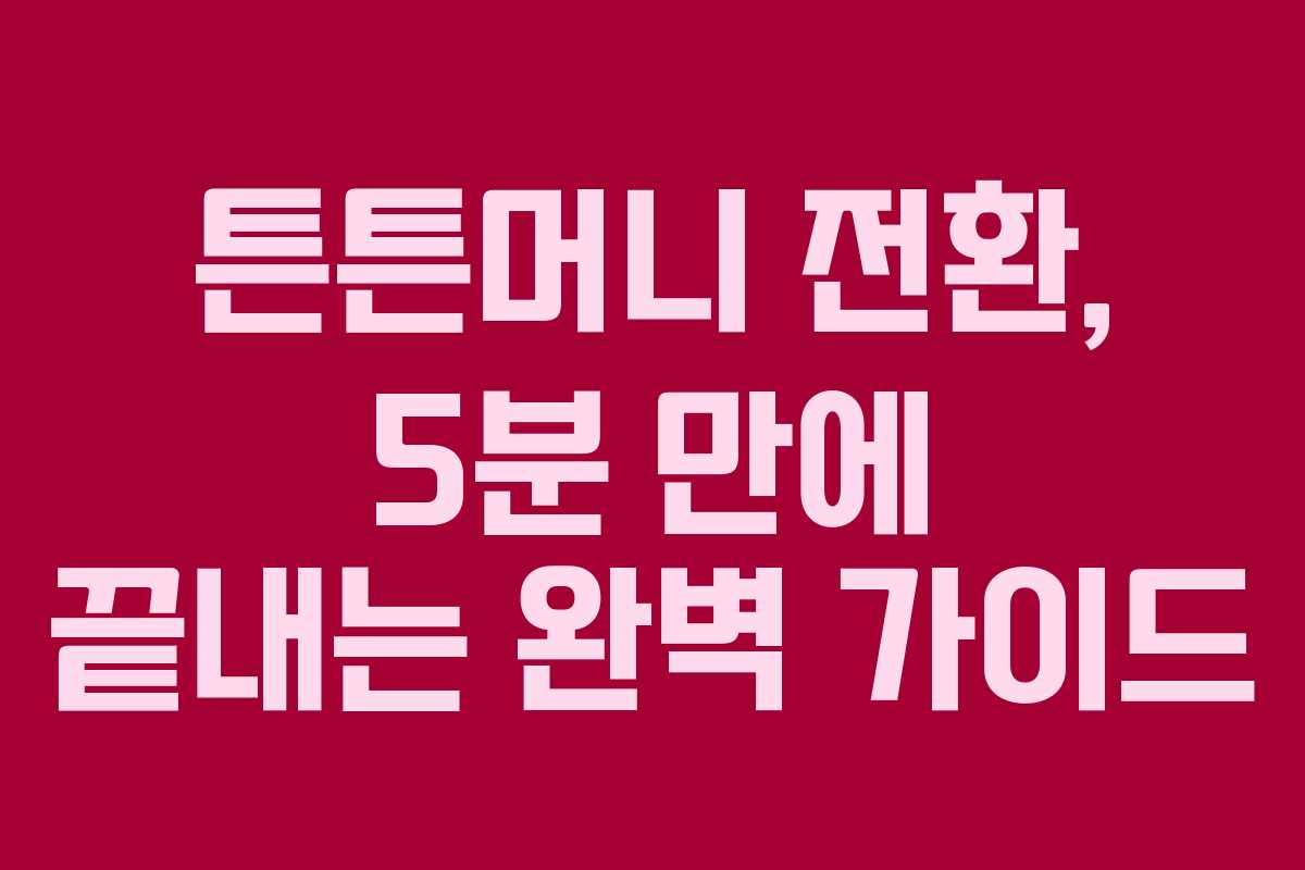 튼튼머니 전환, 5분 만에 끝내는 완벽 가이드