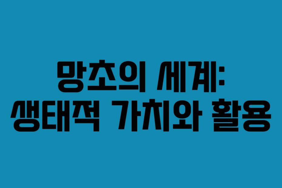 망초의 세계: 생태적 가치와 활용