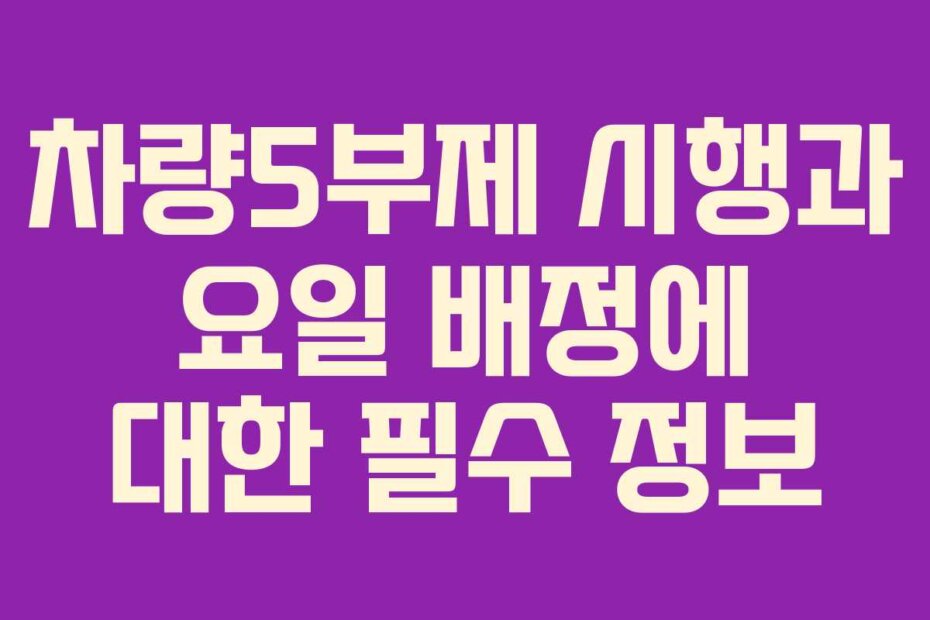 차량5부제 시행과 요일 배정에 대한 필수 정보