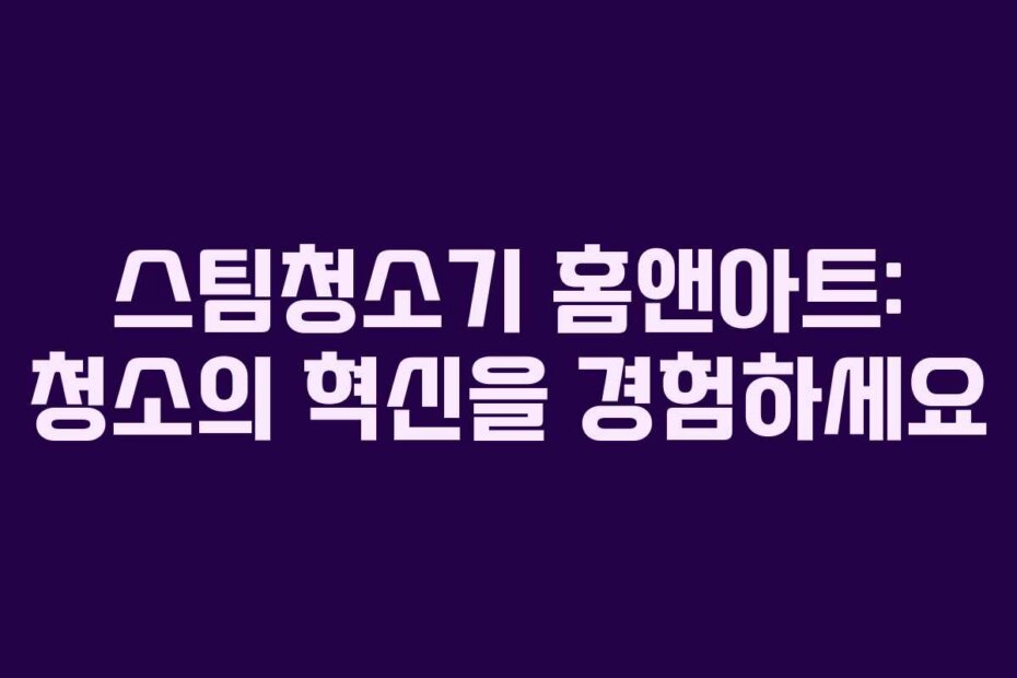스팀청소기 홈앤아트: 청소의 혁신을 경험하세요