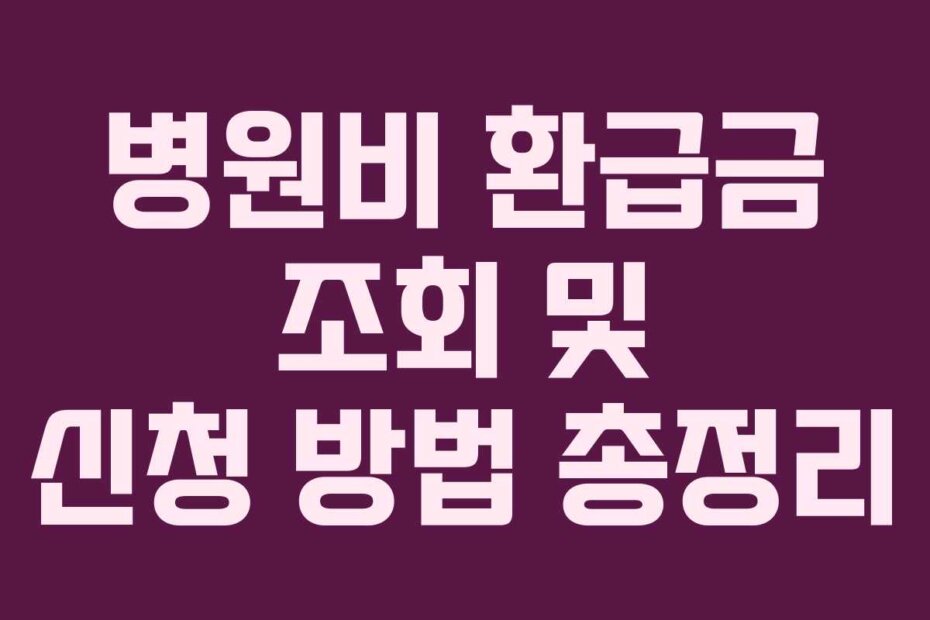 병원비 환급금 조회 및 신청 방법 총정리