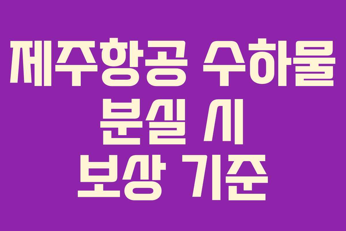 제주항공 수하물 분실 시 보상 기준