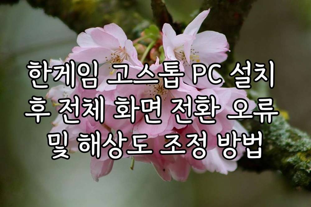 한게임 고스톱 PC 설치 후 전체 화면 전환 오류 및 해상도 조정 방법