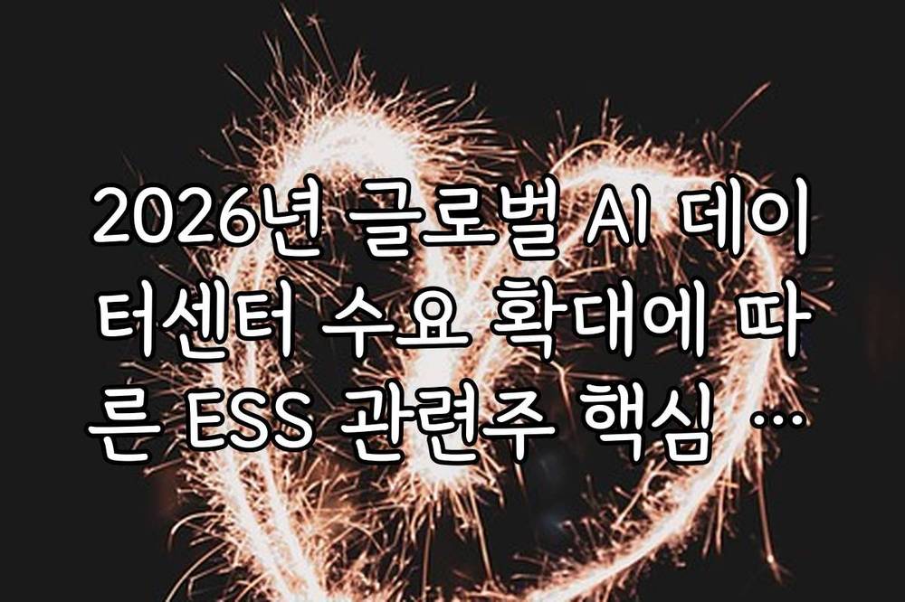 2026년 글로벌 AI 데이터센터 수요 확대에 따른 ESS 관련주 핵심 종목 분석