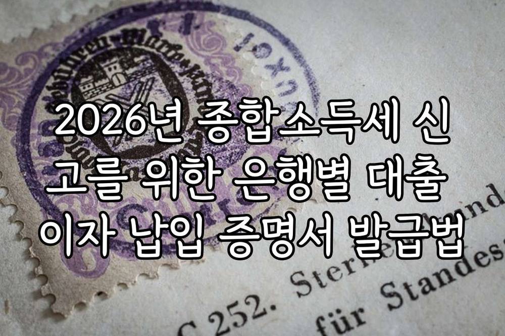 2026년 종합소득세 신고를 위한 은행별 대출 이자 납입 증명서 발급법