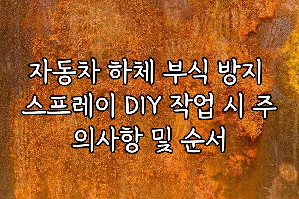 자동차 하체 부식 방지 스프레이 DIY 작업 시 주의사항 및 순서