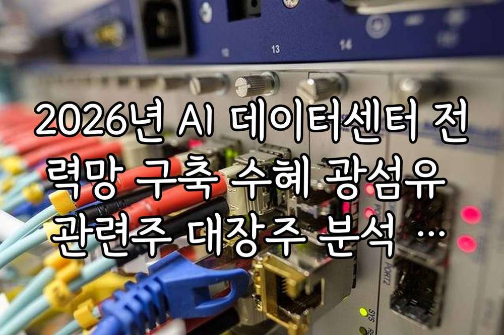 2026년 AI 데이터센터 전력망 구축 수혜 광섬유 관련주 대장주 분석 리스트
