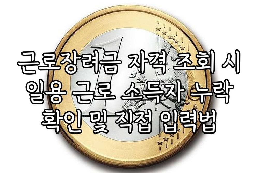 근로장려금 자격 조회 시 일용 근로 소득자 누락 확인 및 직접 입력법