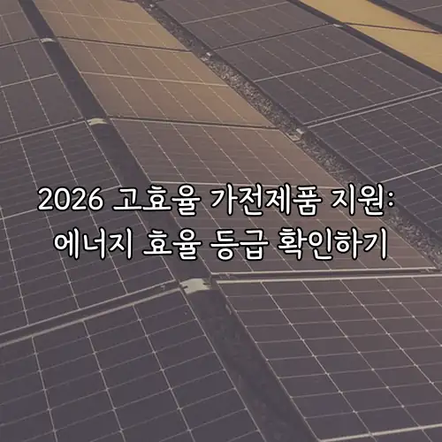 2026 고효율 가전제품 지원: 에너지 효율 등급 확인하기