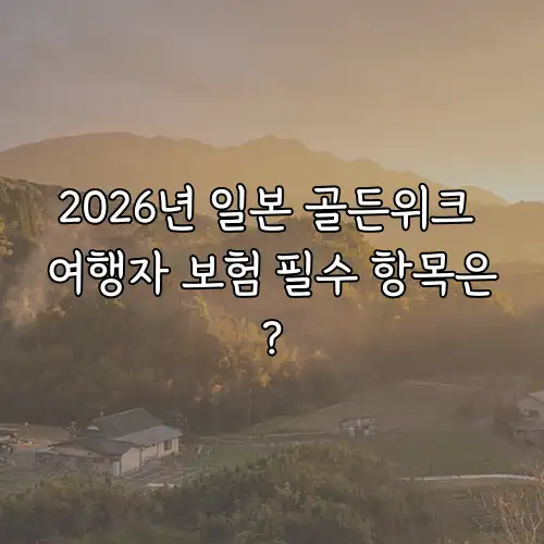 2026년 일본 골든위크 여행자 보험 필수 항목은?