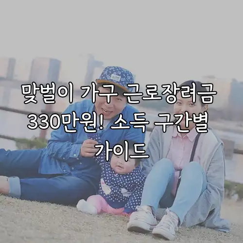 맞벌이 가구 근로장려금 330만원! 소득 구간별 가이드