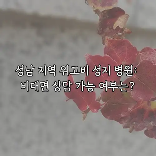 성남 지역 위고비 성지 병원: 비대면 상담 가능 여부는?