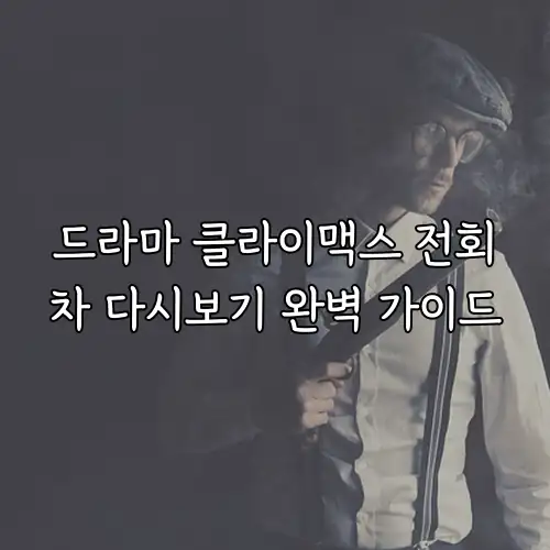 드라마 클라이맥스 전회차 다시보기 완벽 가이드