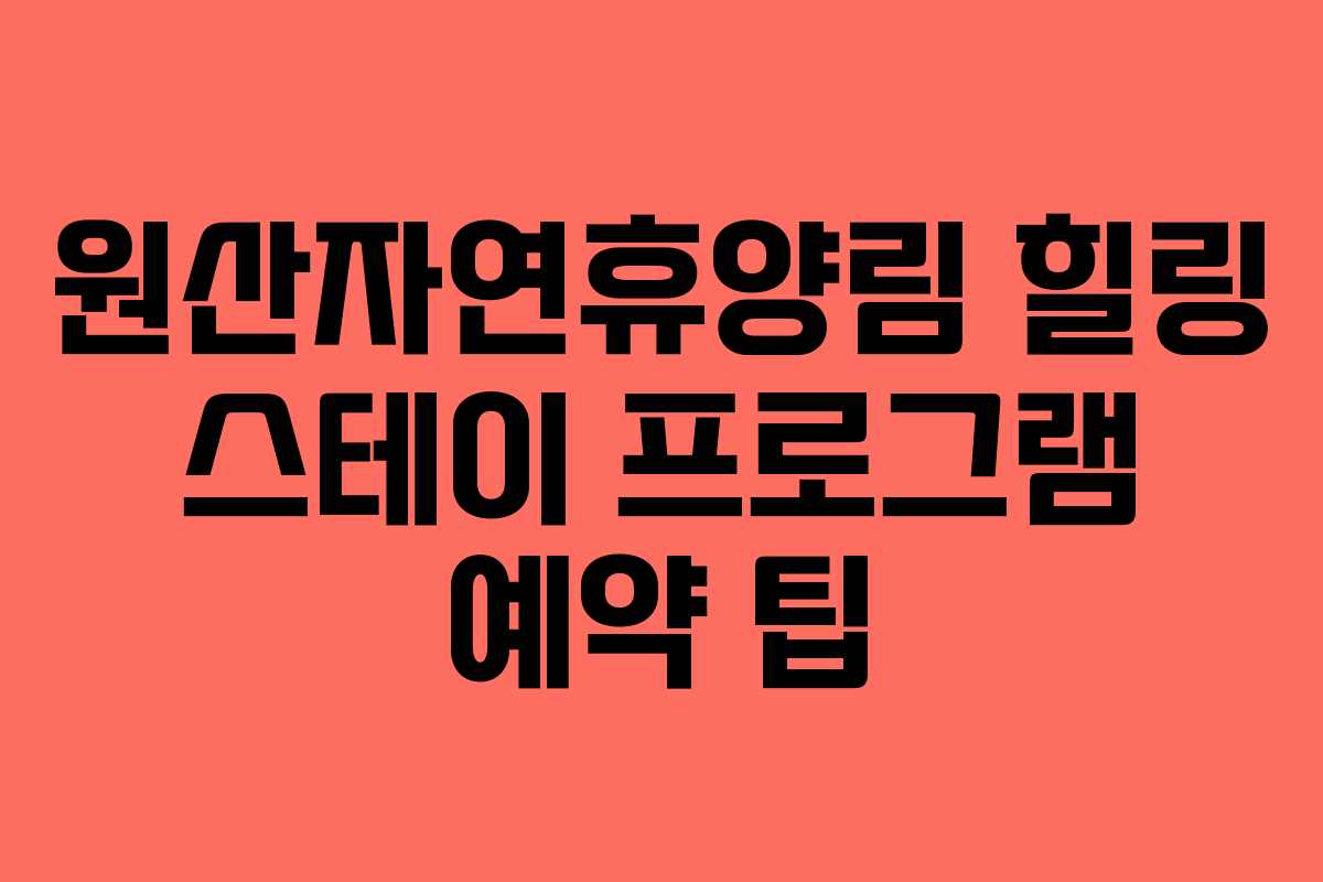 원산자연휴양림 힐링 스테이 프로그램 예약 팁