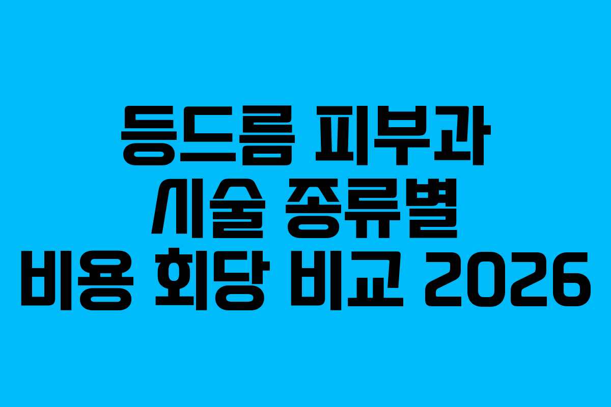 등드름 피부과 시술 종류별 비용 회당 비교 2026