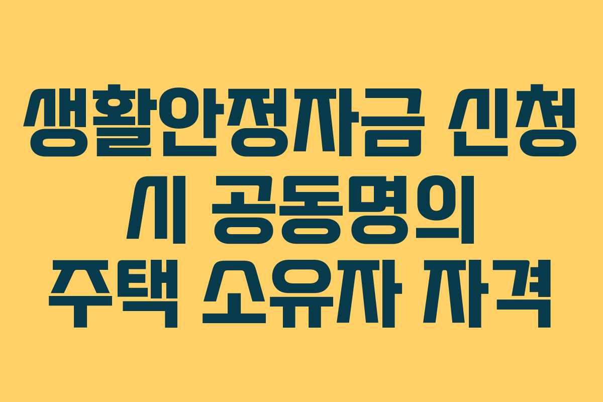 생활안정자금 신청 시 공동명의 주택 소유자 자격