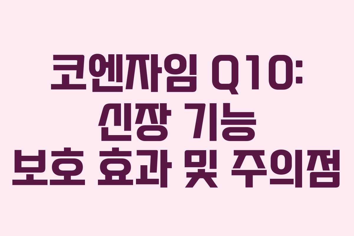 코엔자임 Q10: 신장 기능 보호 효과 및 주의점