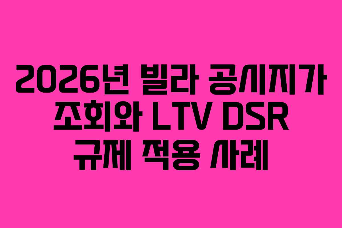 2026년 빌라 공시지가 조회와 LTV DSR 규제 적용 사례