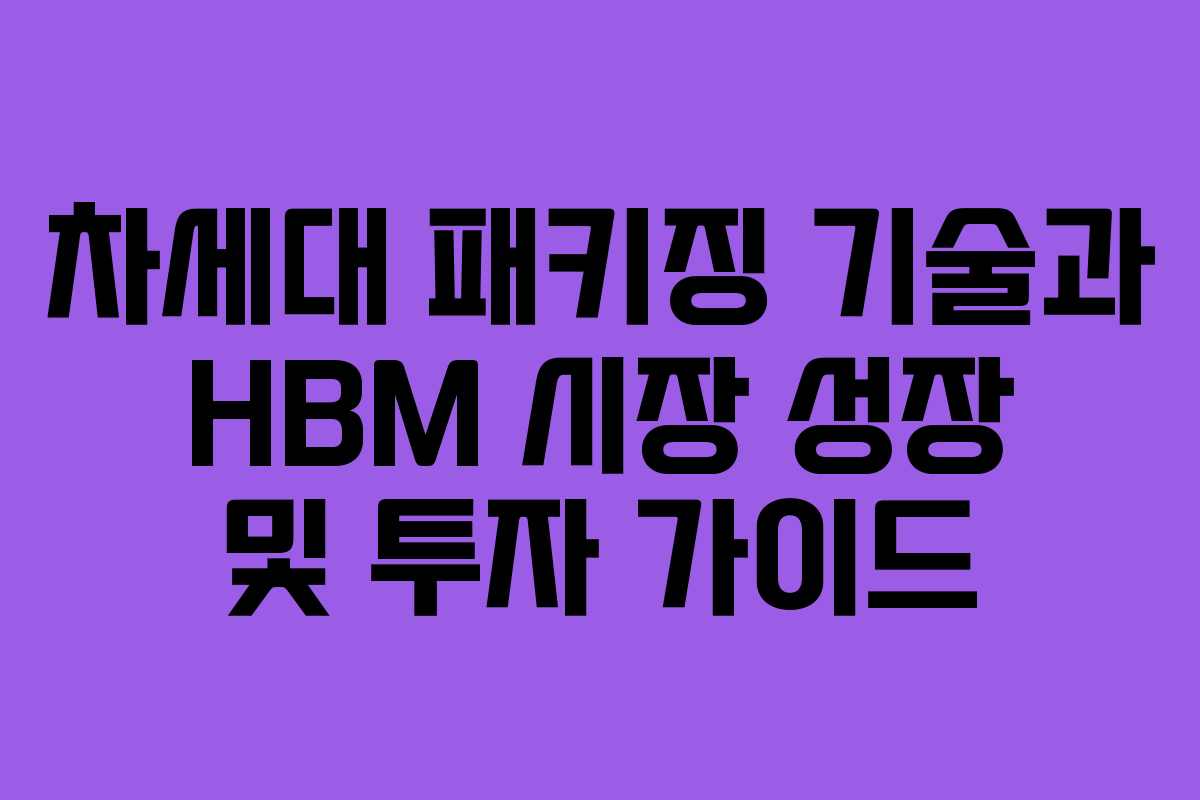 차세대 패키징 기술과 HBM 시장 성장 및 투자 가이드