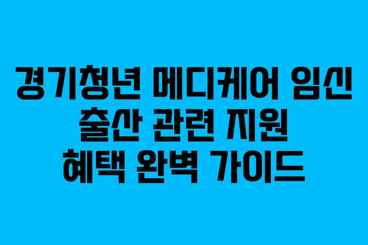 경기청년 메디케어 임신 출산 관련 지원 혜택 완벽 가이드
