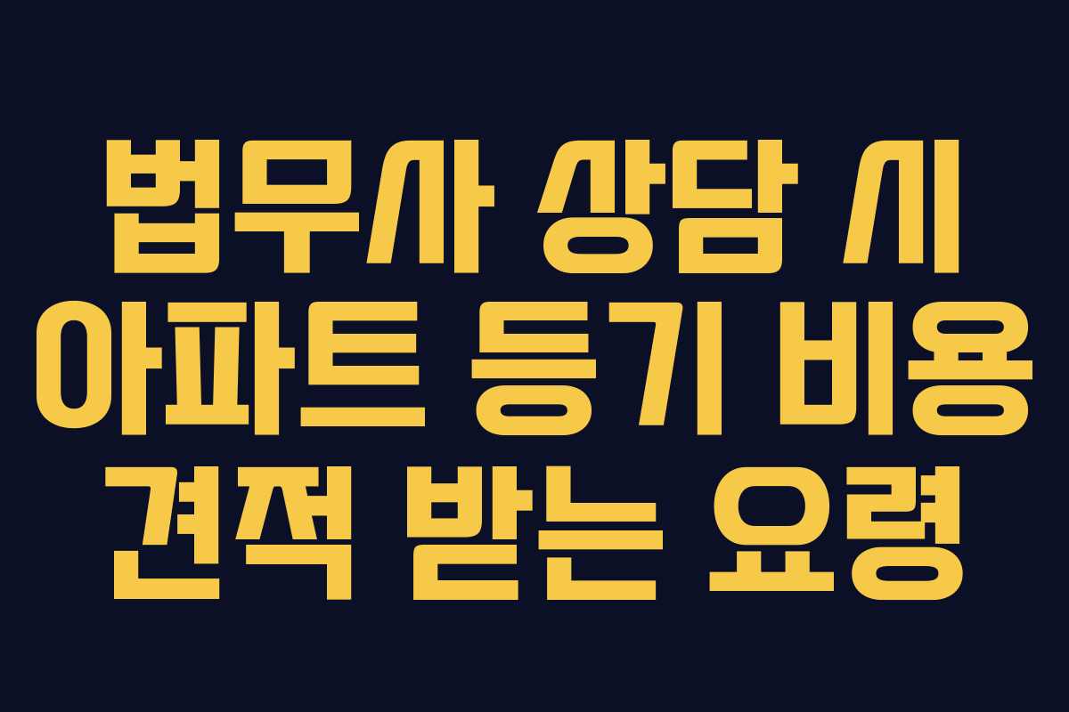 법무사 상담 시 아파트 등기 비용 견적 받는 요령