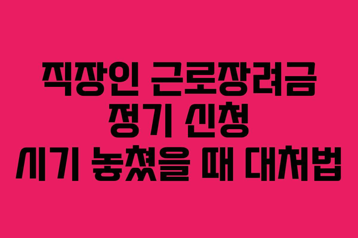 직장인 근로장려금 정기 신청 시기 놓쳤을 때 대처법
