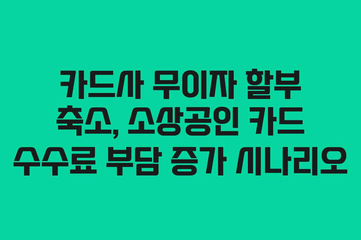 카드사 무이자 할부 축소, 소상공인 카드 수수료 부담 증가 시나리오