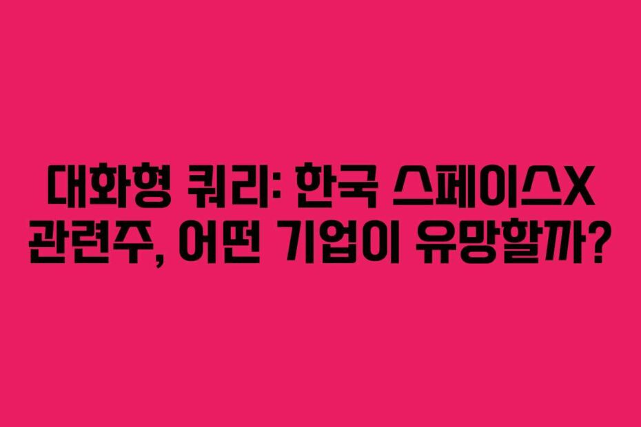 대화형 쿼리: 한국 스페이스X 관련주, 어떤 기업이 유망할까?