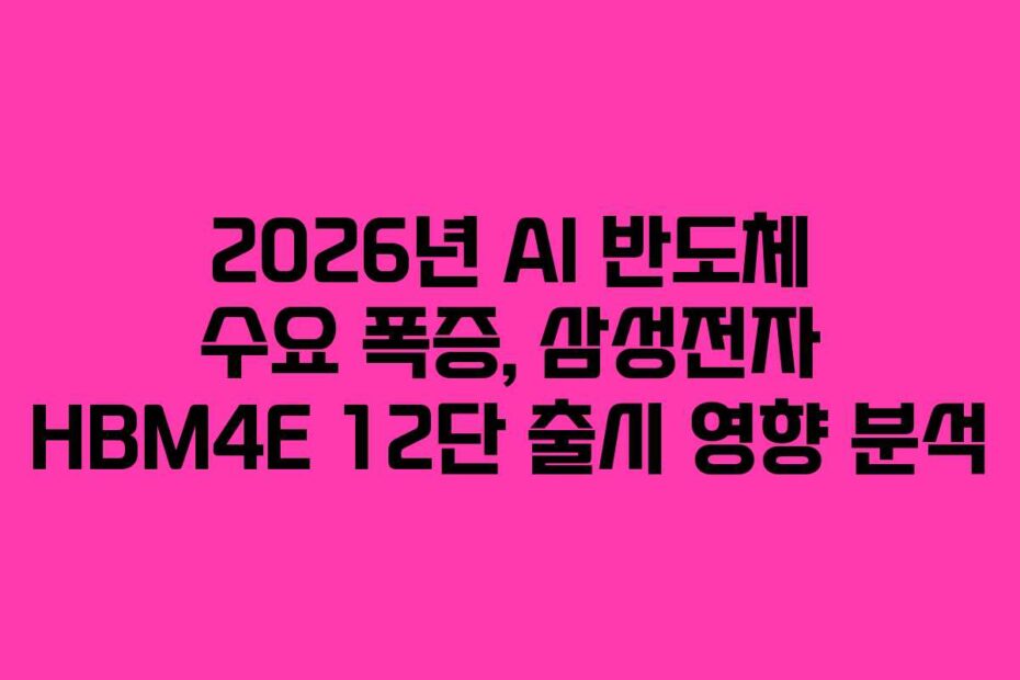 2026년 AI 반도체 수요 폭증, 삼성전자 HBM4E 12단 출시 영향 분석