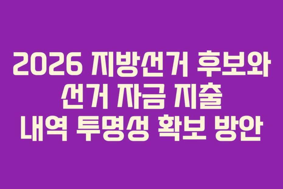 2026 지방선거 후보와 선거 자금 지출 내역 투명성 확보 방안