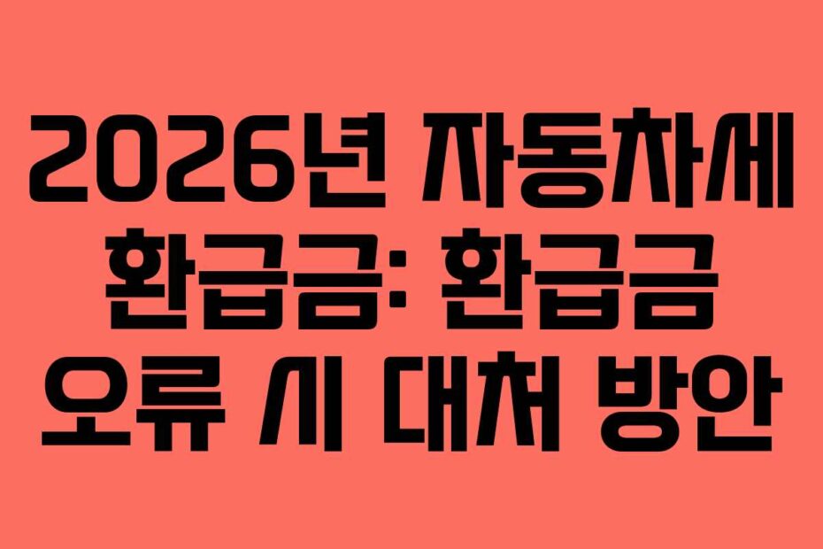 2026년 자동차세 환급금: 환급금 오류 시 대처 방안