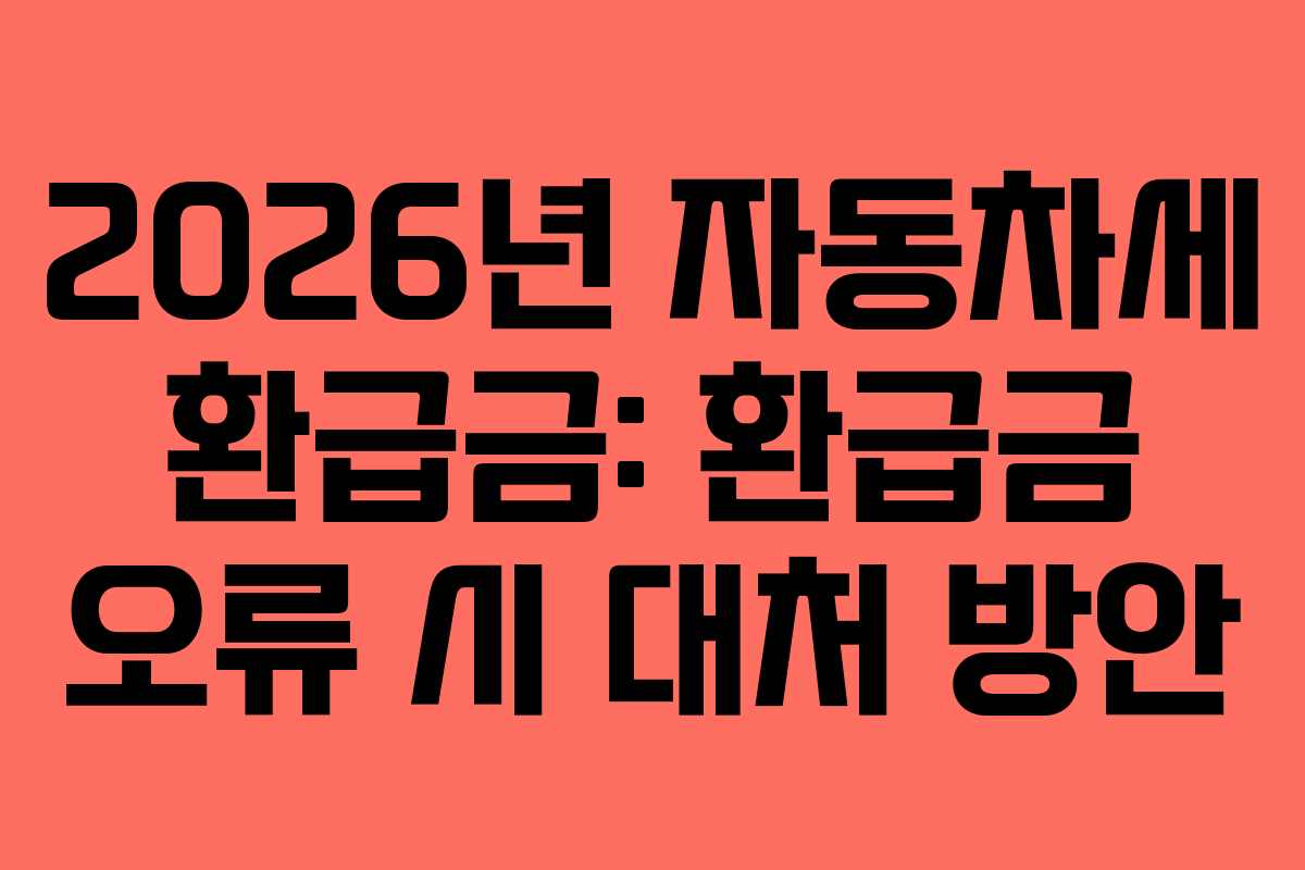 2026년 자동차세 환급금: 환급금 오류 시 대처 방안