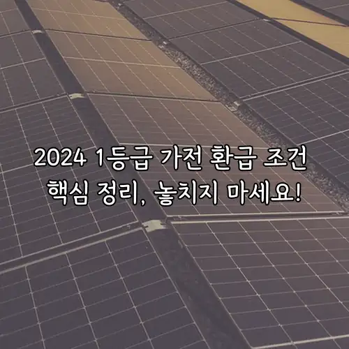 2024 1등급 가전 환급 조건 핵심 정리, 놓치지 마세요!