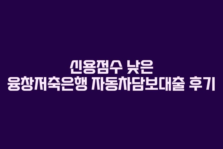 신용점수 낮은 융창저축은행 자동차담보대출 후기