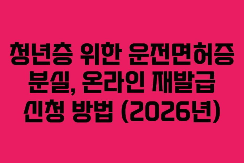 청년층 위한 운전면허증 분실, 온라인 재발급 신청 방법 (2026년)